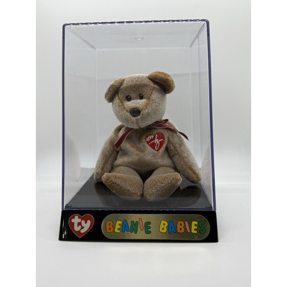 1999 Signature Bear Ty Beanie Baby Holo Tag W/Errors Original Display Box RARE
